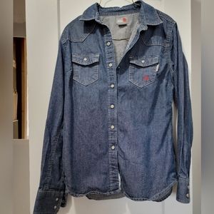 Ariat Workwear Fire Resistant Denim Pearl Snap. Size Small